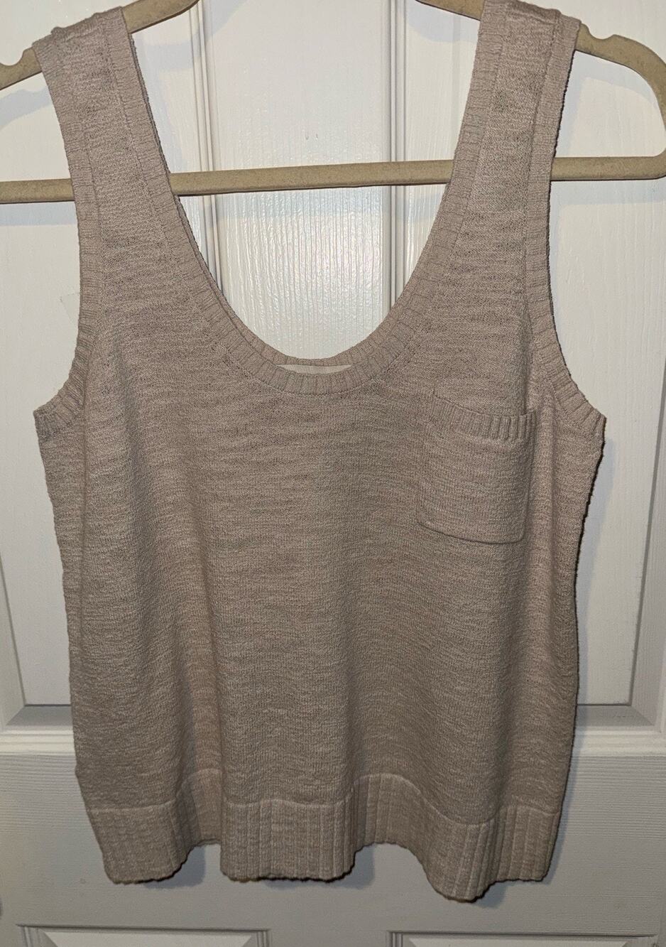 Ann Taylor LOFT Women XS Tank Top Sequence Fringe Tan Sleeveless Cotton Top